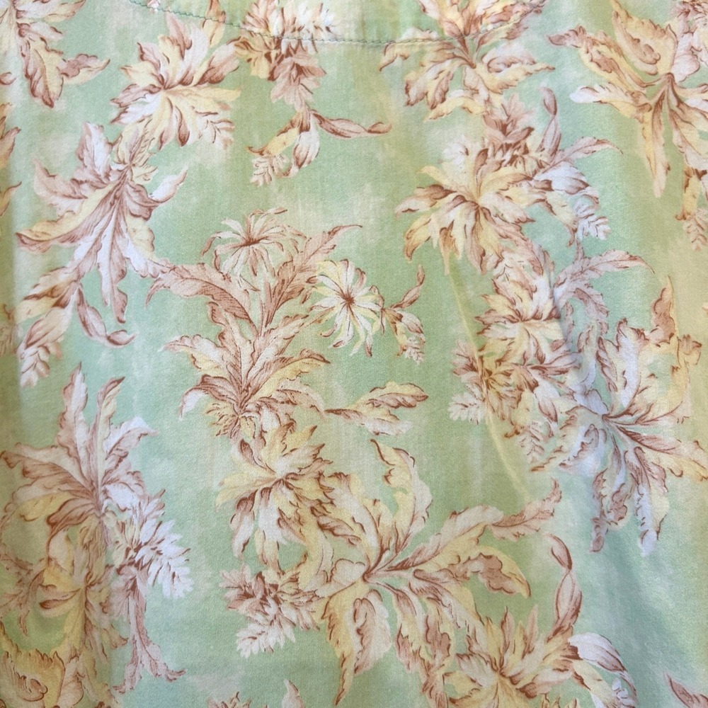 Papinelle Pajama Set Sz M Green Floral Cotton Button Up Crop Cottagecore Garden - Picture 3 of 12